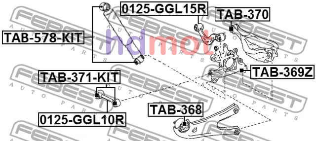 Tuleja wahacza wzdłużnego tył TOYOTA LEXUS - [TAB-368] 487600E050 4876048060