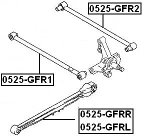 Wahacz tylny wleczony- MAZDA [0525-GFRL] (BL8D-28-250B, BL8D28250B) LEWY